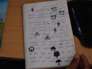 Picture story in notebook